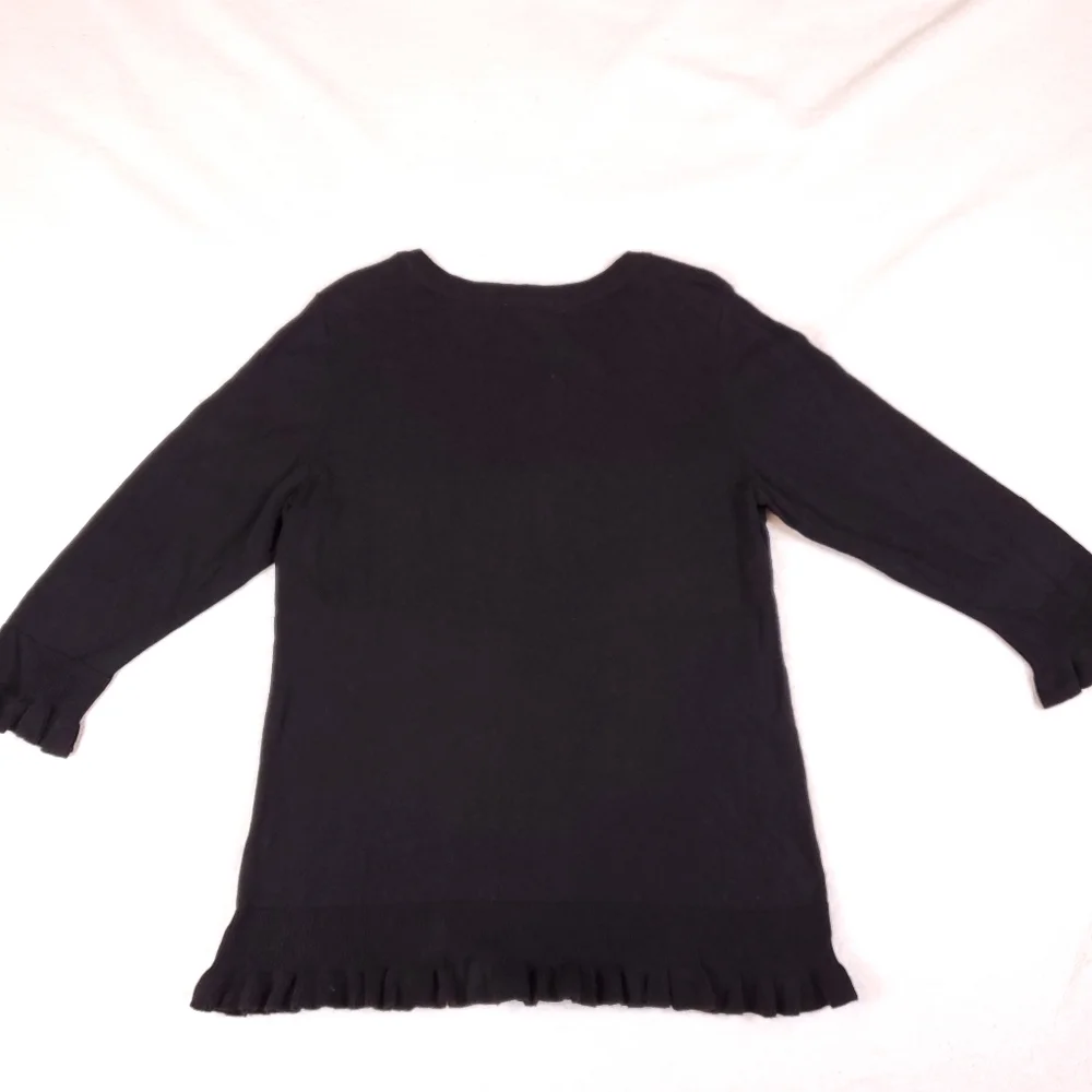Isaac Mizrahi Live Black Long Sleeve Crew Neck Sweater - Picture 3 of 4